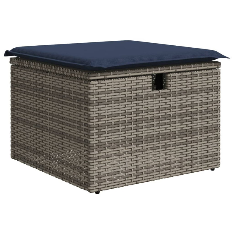  Ensemble de canapé de patio 6 pièces avec coussins en rotin de polyester, Gris, Bleu