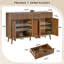 Table basse à plateau relevable en noyer avec meuble télé et buffet - Table basse cannelée avec rangement, bahuts et buffets de salon