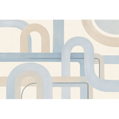 Papier peint géométrique amovible bleu pastel
