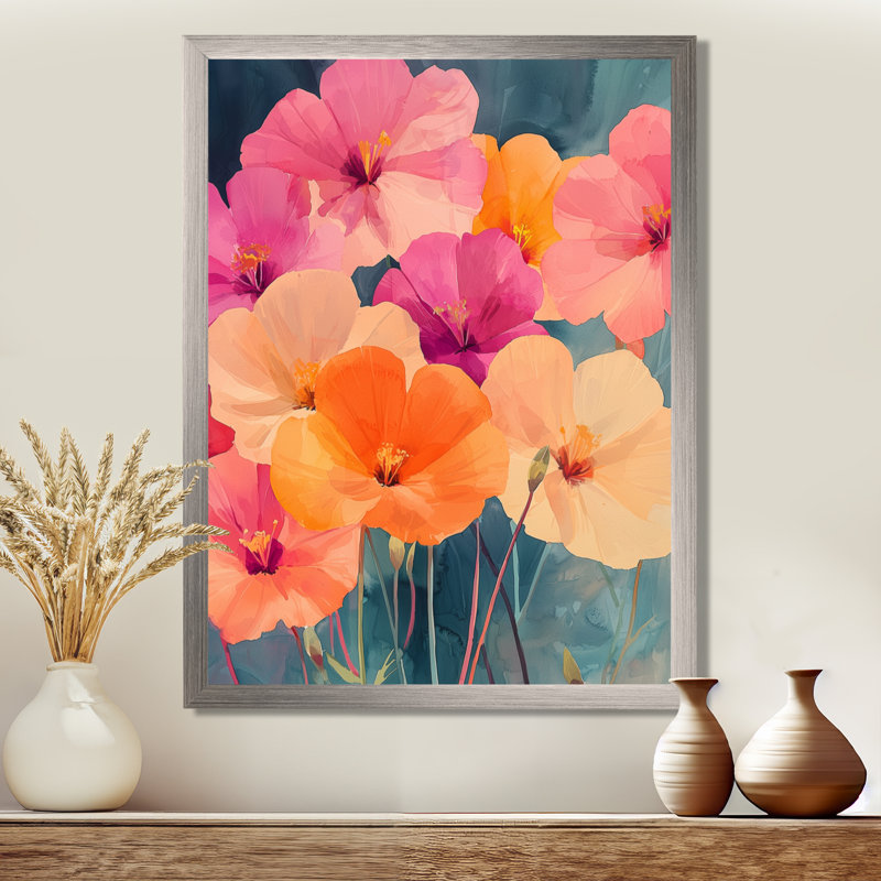 Selena - reproduction d'art sur toile florale, H 40 po x l 30 po, Picture Framed, Silver