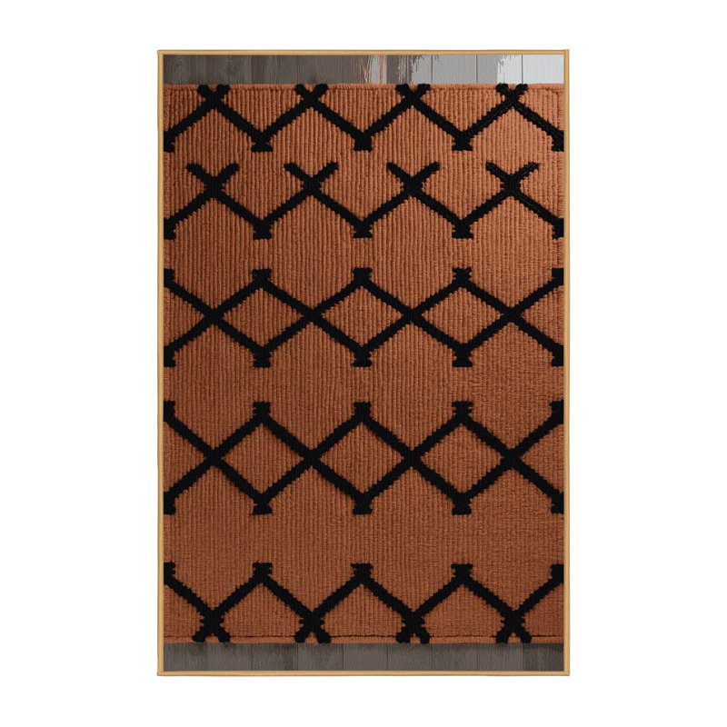Machine Washable Trellis Brown Area Rug, Rectangle 8' x 10'