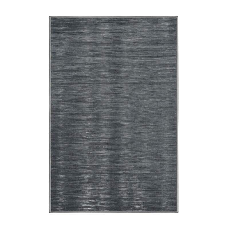 Machine Washable Solid Gray Area Rug, Rectangle 3' x 5'