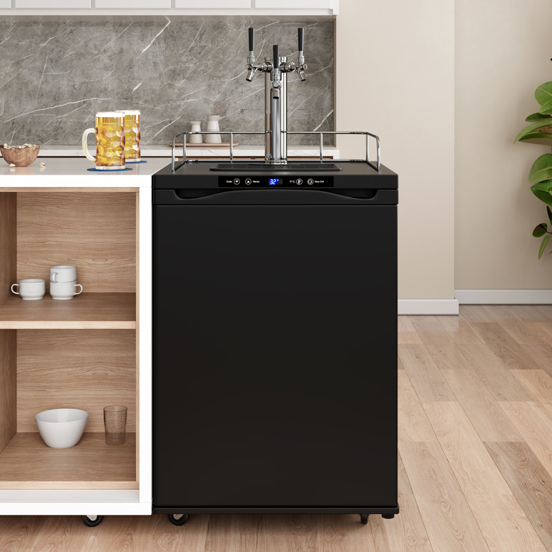EdgeStar 5.6 Cubic Feet Triple Tap Freestanding Kegerator with, Black
