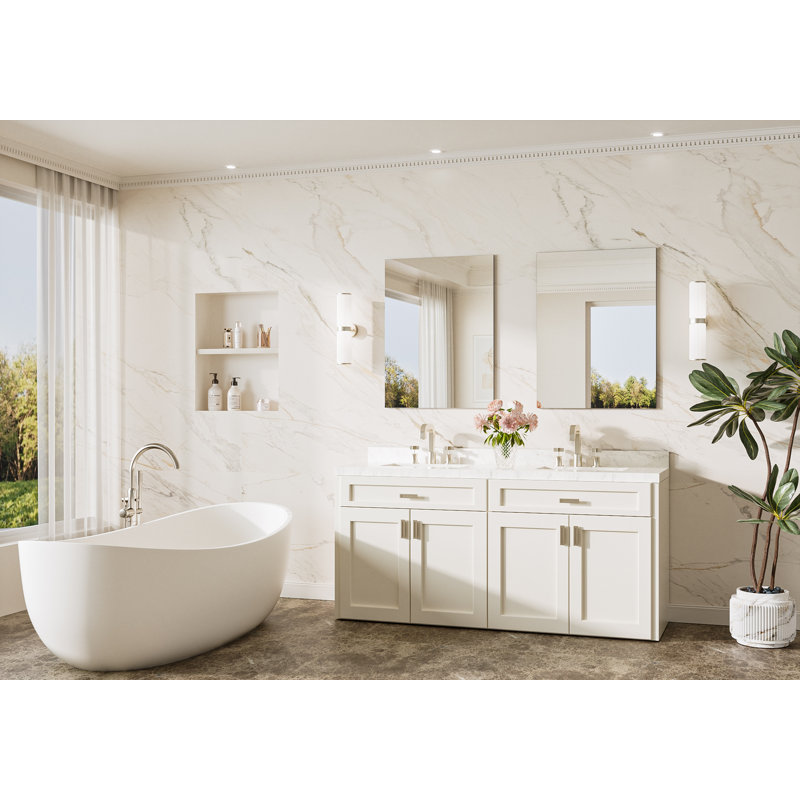 Miroir de salle de bain moderne et contemporain sans cadre, Rectangulaire, 32 po x 24 po