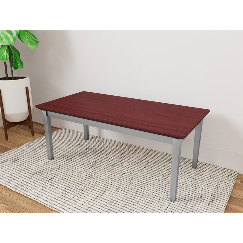 Lenox Steel Waiting Reception Coffee Table Metal Frame 40x20" High Pressure Laminate Top, Silver, Chelsea Mahogany