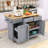 Rolling Kitchen Island with Drop Leaf, Trash Can Cabinet, Pull-Out Cabinet and Power Outlet-2030906902