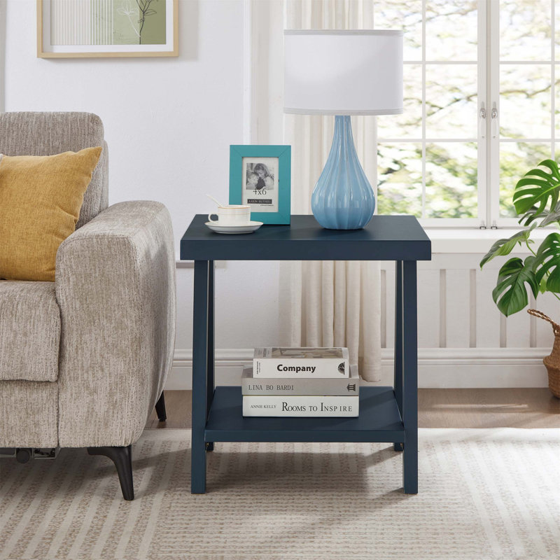 Table de bout à tablette contemporaine en bois Athens avec plateau en placage durable et rangement supplémentaire, parfaite pour un décor rustique ou moderne
