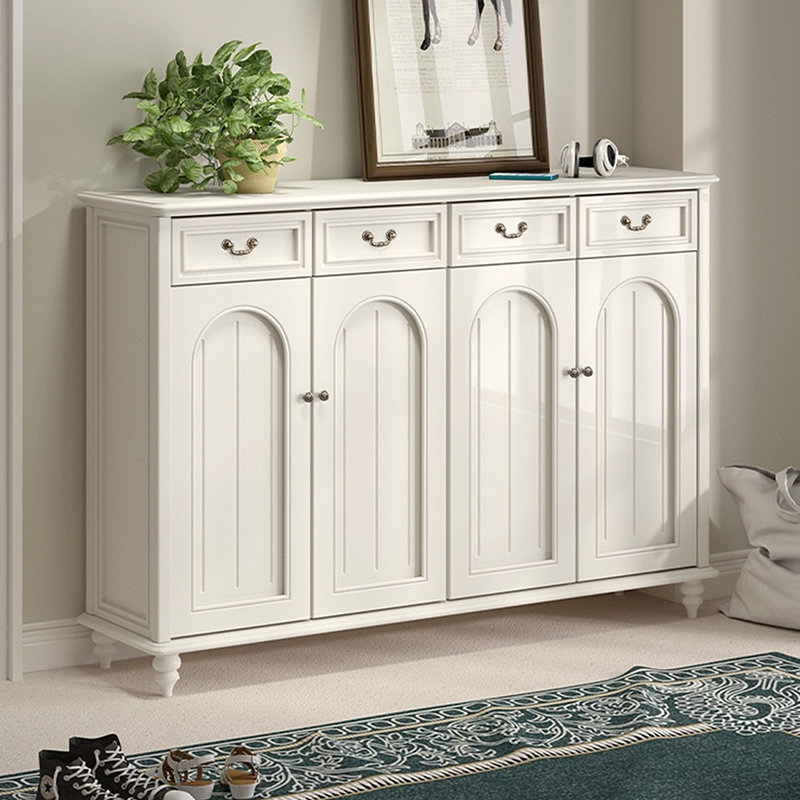 Banc de rangement blanc pour chaussures en bois massif