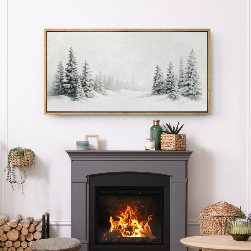 Grande impression sur toile encadrée, impression de paysage de forêt de pins pour l'hiver, Naturel, H 30 po x l 60 po