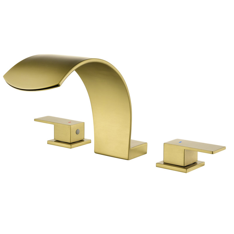 Deck Mounted Waterfall Roman Tub Faucet 2 Handle athtub Faucet Set, Brushed Nickel
