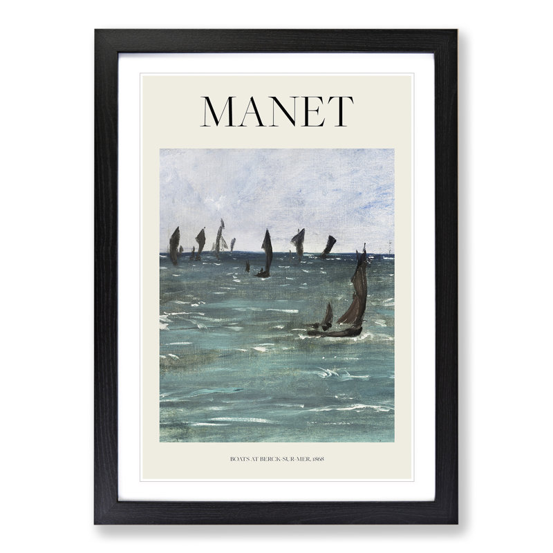 Boats at Berck Sur Mer by Pierre-Auguste Renoir - Picture Frame Art Prints, 48cm H x 36cm W x 2cm D, Black