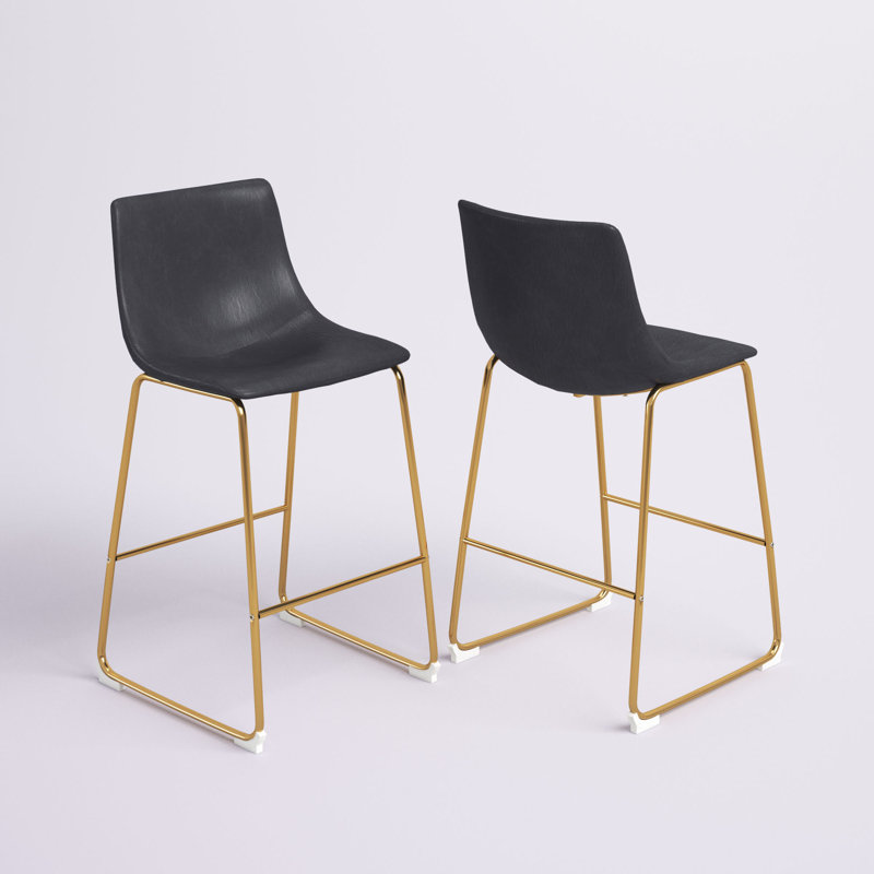 Upholstered Faux Leather Counter Stool, Black
