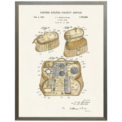Fishing Creel Patent in Grey Frame