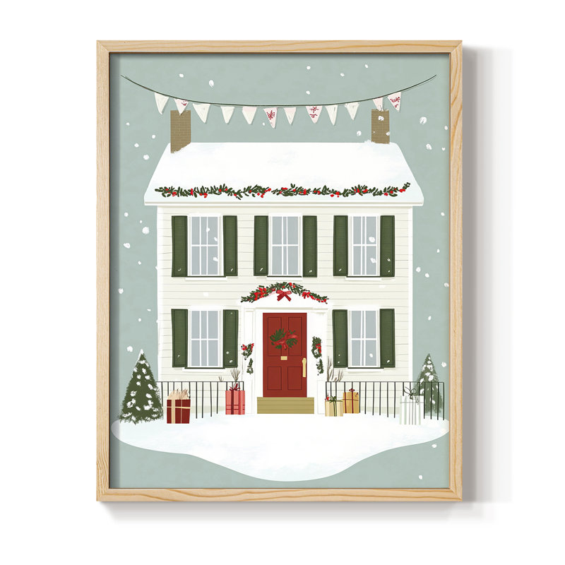«Christmas Holiday», art encadré XXII, bois massif, H 11 po x l 9 po, Naturel