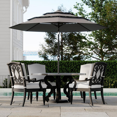 9Ft 3 Tiers Market Umbrella Outdoor, 3 Tiers Heavy Duty Patio Umbrella 8 Ribs, Outdoor Market Table Umbrellas with Ventilation and Hand Crank