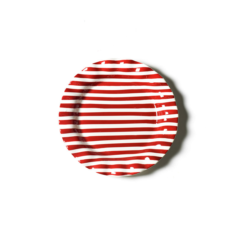 Red Stripe Drop Ruffle Dinner Plate