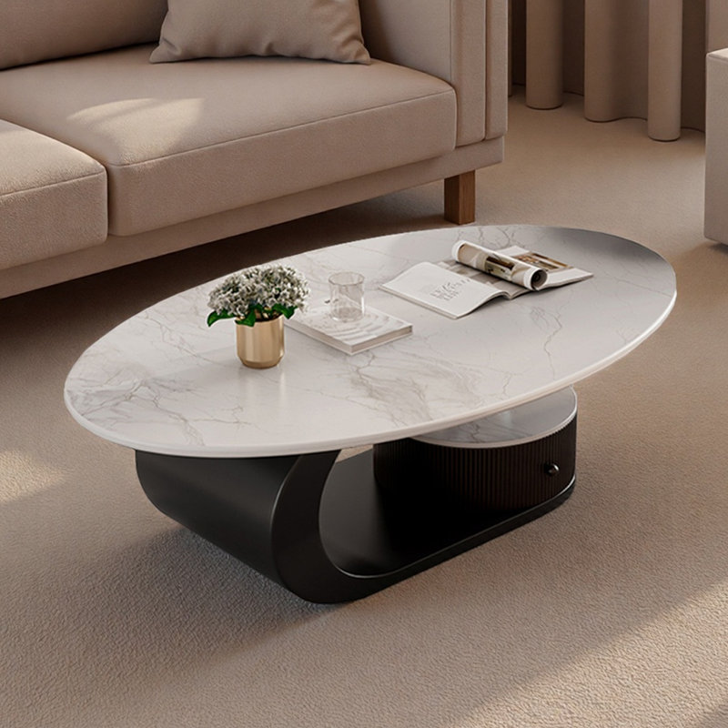 Modern Coffee Table with Microcrystalline Stone, White