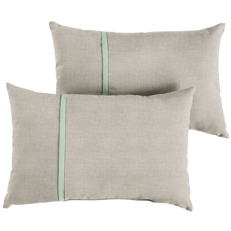 Quincy Striped Outdoor Reversible Throw Pillow, 12" x 24", Light Bule/Silver