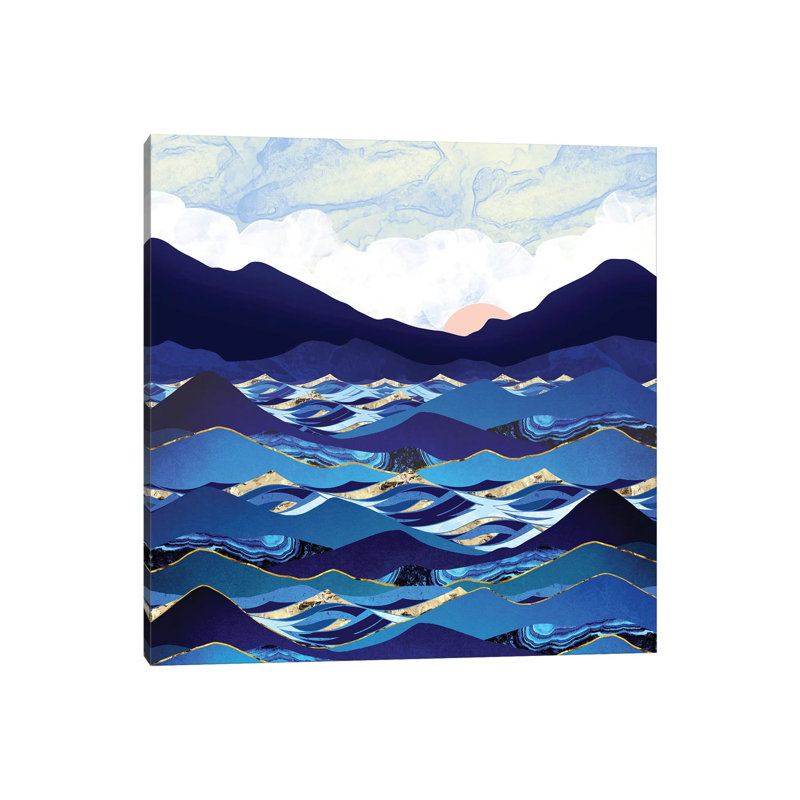 Bleu océan - imprimé, Toile tendue, H 18 po x l 18 po x 1,5 po