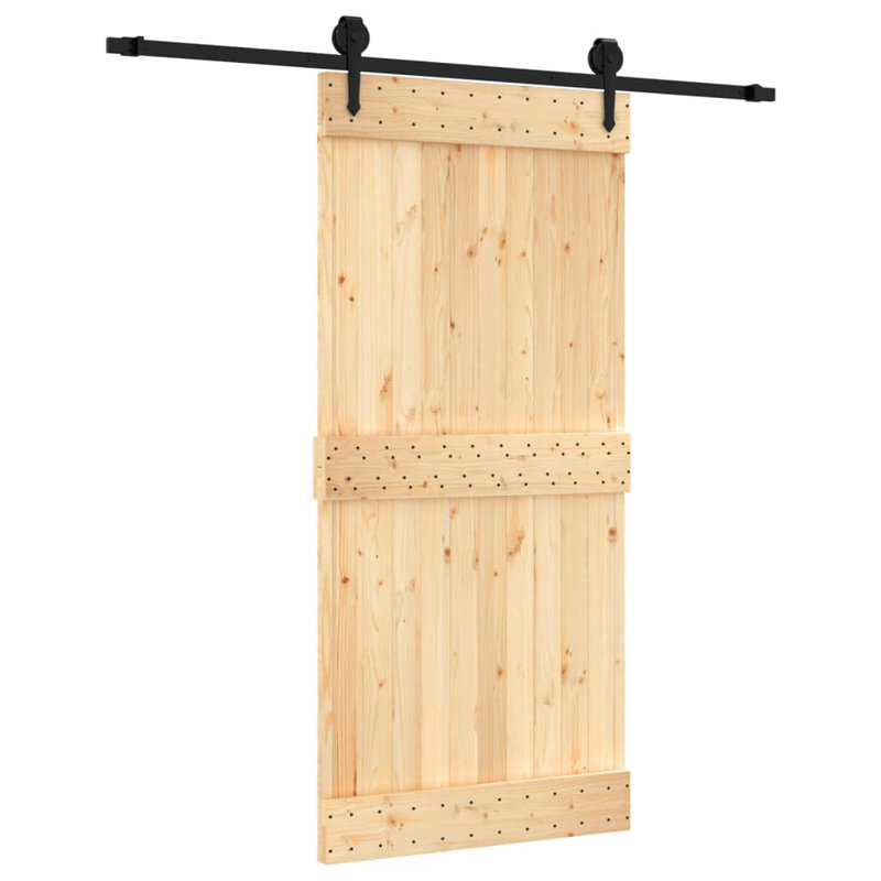 Porte coulissante avec quincaillerie Vidaxl, 27,6 po x 82,7 po, Noir/naturel