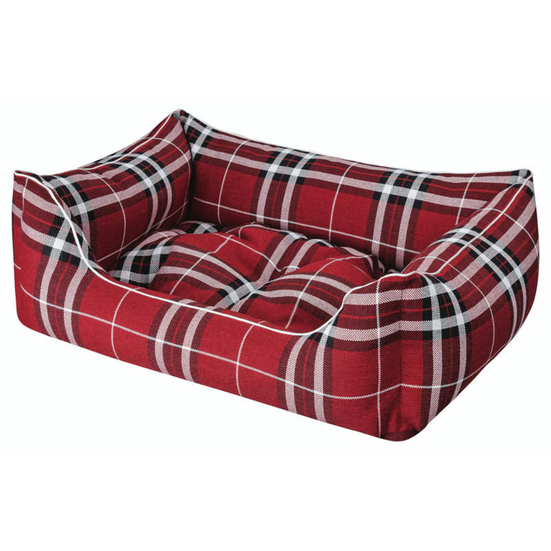 Gingham Orthopedic Polyester Pet Bed, Extra large (100cm W x 80cm D x 35cm H), Red