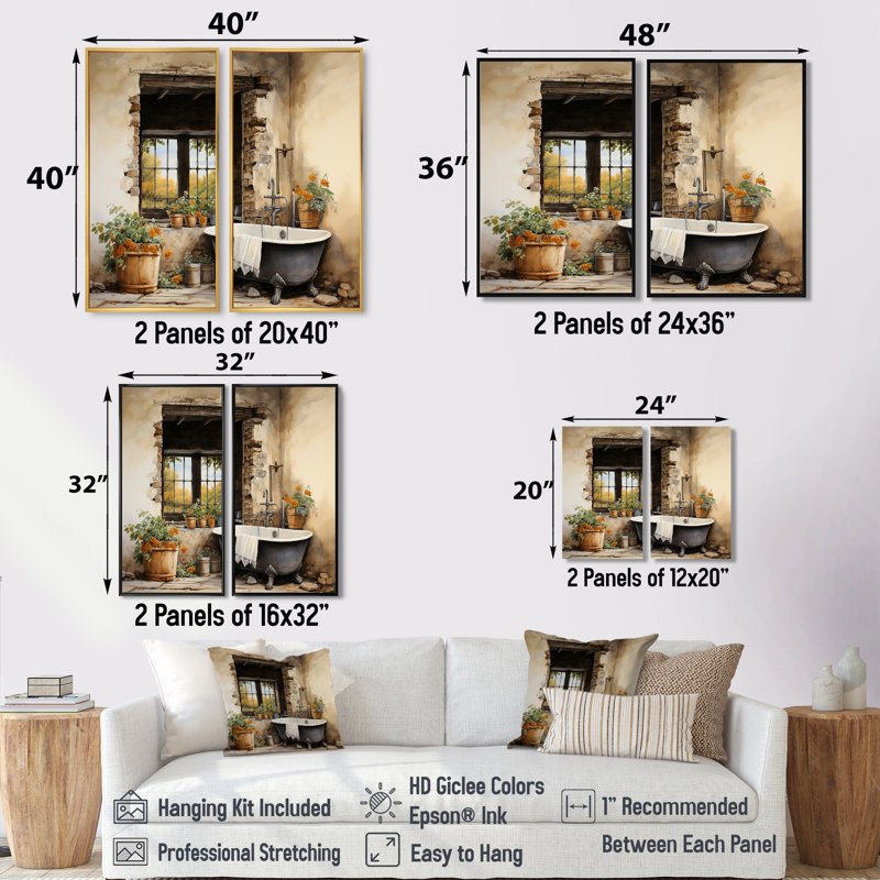 Blanchisserie rustique I - Illustration, impressions sur toile, Noir, H 36 po x l 48 po