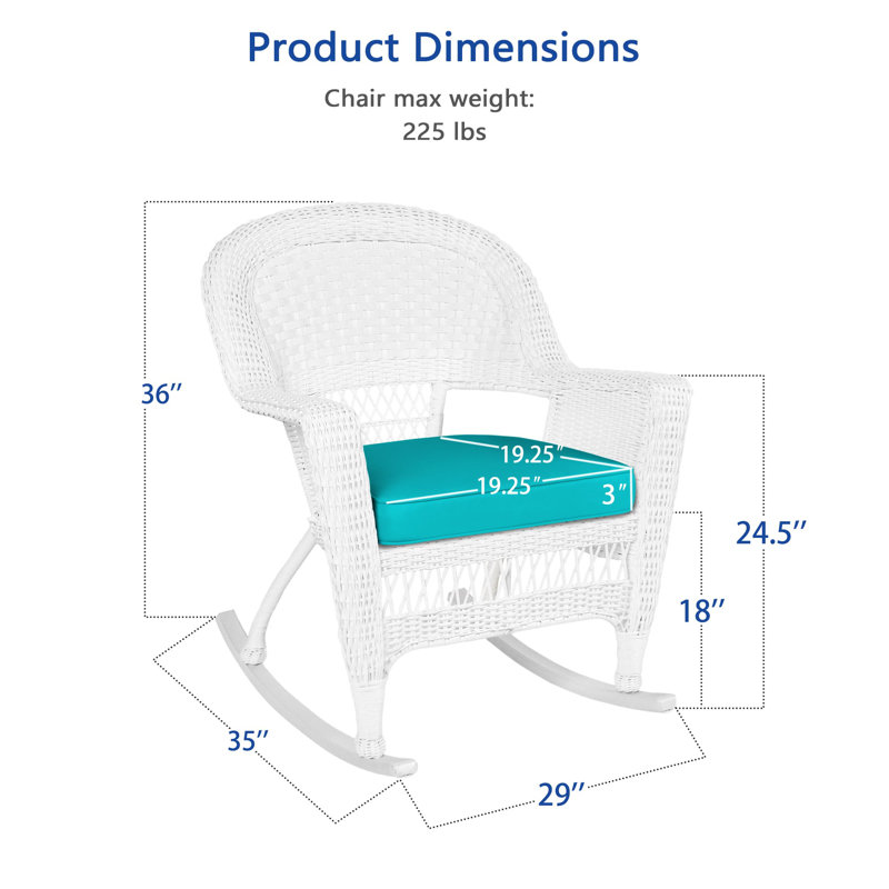 Chaise berçante en osier Raenesha, Blanc, Turquoise