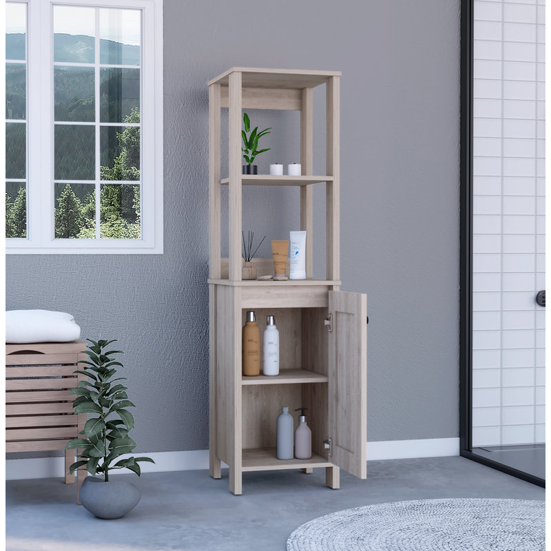 Armoire avec deux tablettes ouvertes, Gris