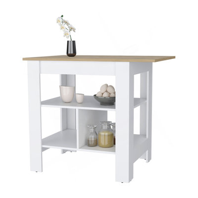 Adeline 3-Shelf Kitchen Island White