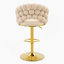 Ensemble de 2 tabourets de bar beige en velours à chaîne boule avec pieds dorés, capitonné moderne réglable pour la cuisine et la maison
