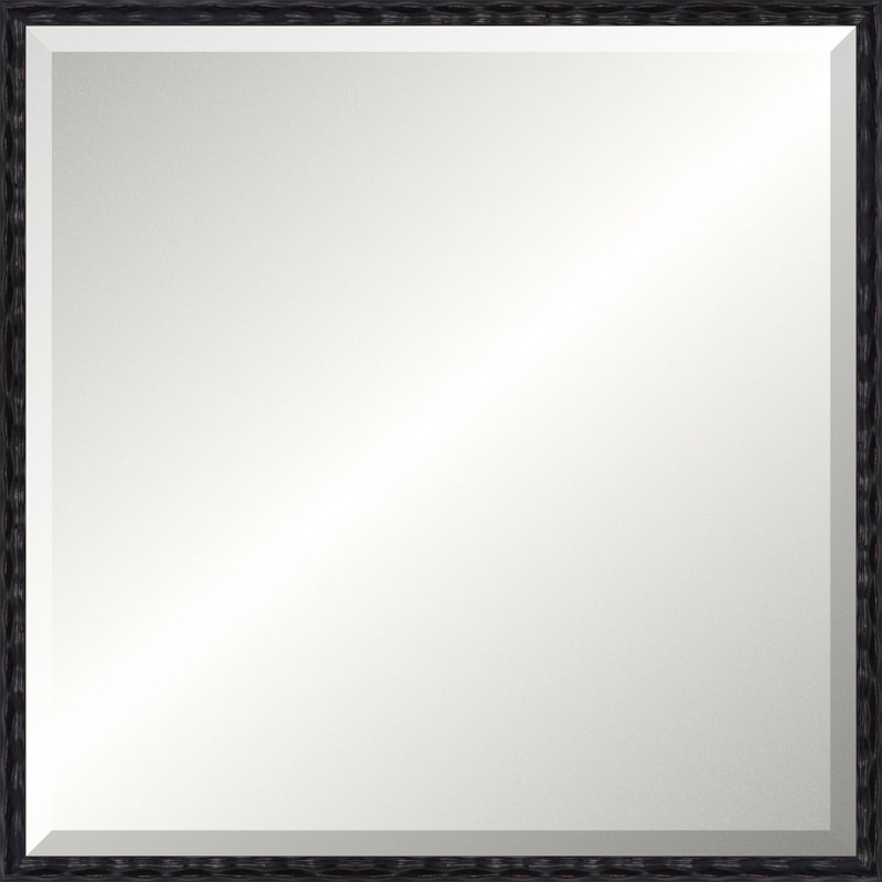 Antique Black Wave Signature Mirror, Small Square