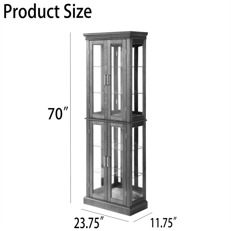 Vitrine en bois manufacturé de H 70 po x l 23,75 po, Chêne