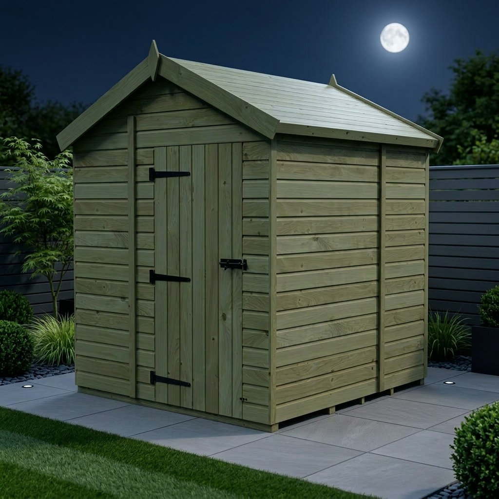 Total Sheds 7ft x 6ft Apex Garden Shed - Single Door - No Windows - Pressure Treated Timber - UK Manufactured