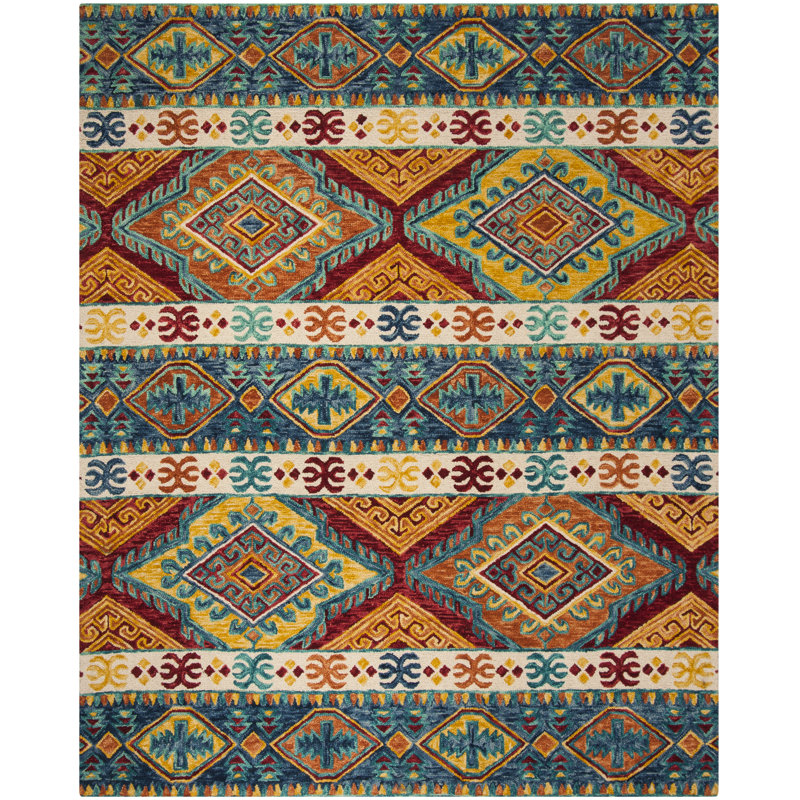 Tapis bleu marine en laine touffeté à la main Vahakn, Rectangle 2 pi 3 po x 5 pi