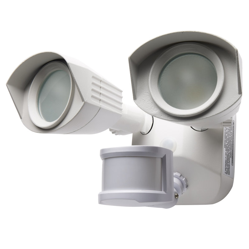 2 - Head LED Hardwired Dusk to Dawn Outdoor Security Flood Light with Motion Sensor, White