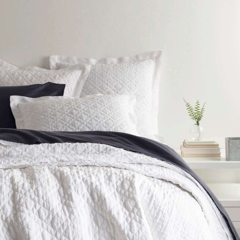 Linen White Reversible Cotton Full/Queen Quilt Set