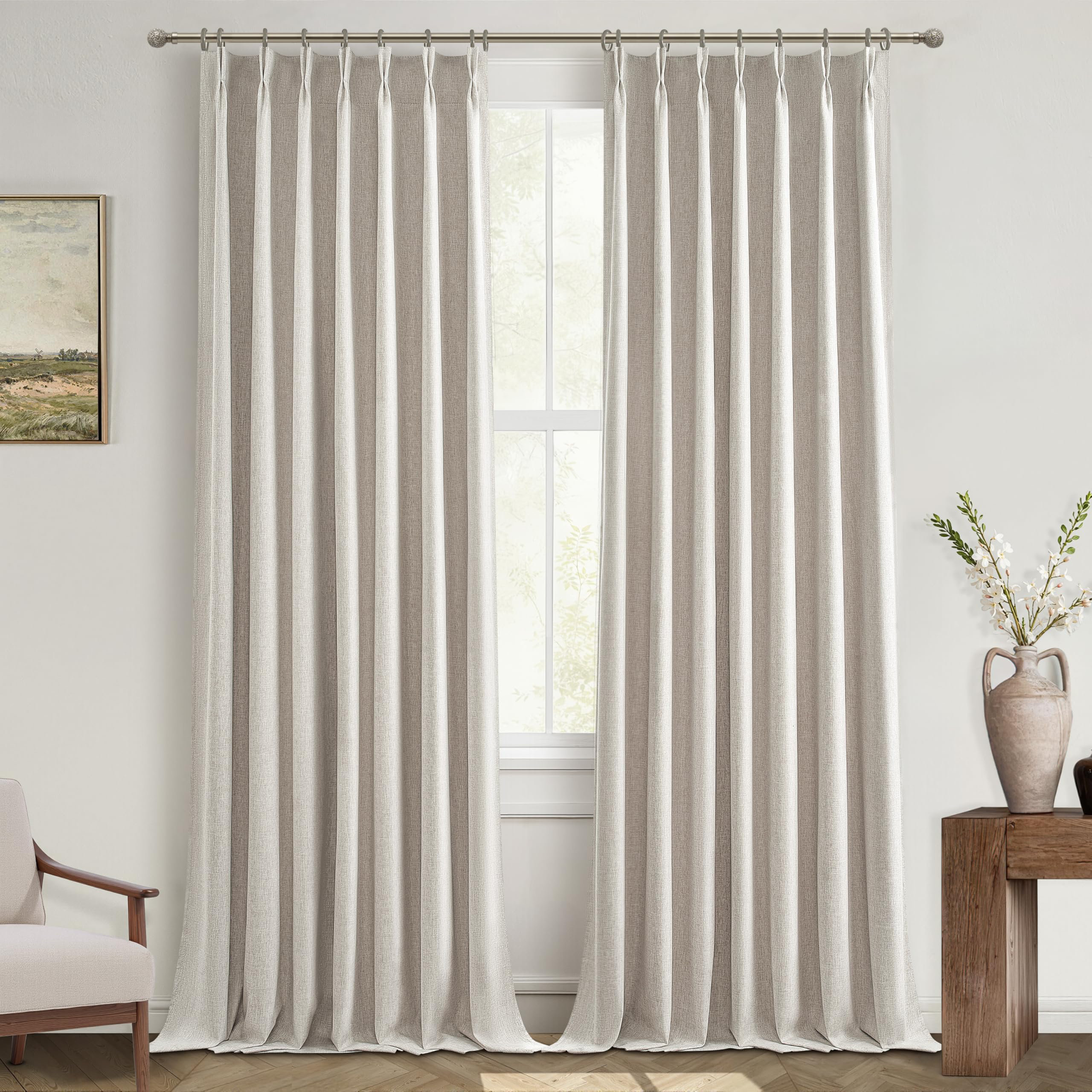 East Urban Home Natural Linen Pinch Pleated Blackout Curtains & Drapes