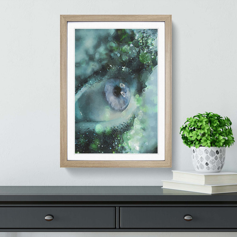 Glitter Eye - Picture Frame Graphic Art Print, 87cm H x 62cm W x 2cm D, Oak Framed