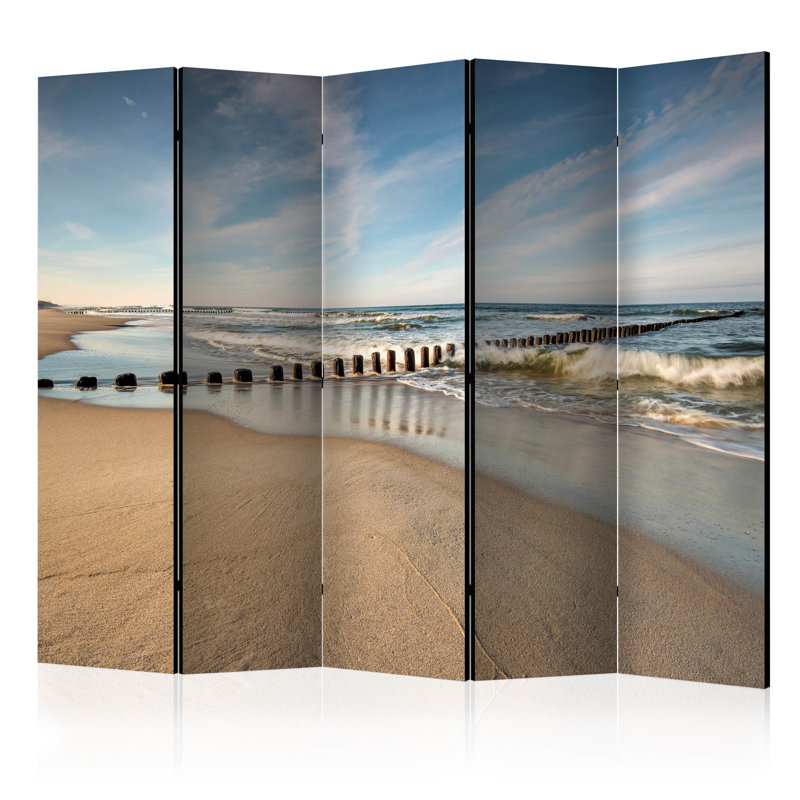 Haly 225 cm W x 172 cm H 5 - Panel Solid Wood Folding Room Divider