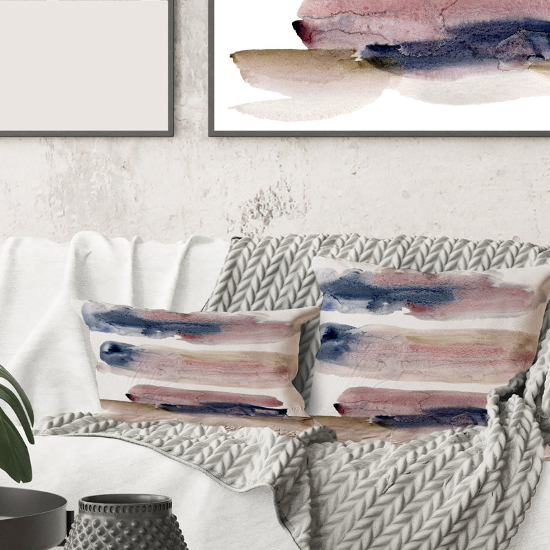 Coussin beige et rose avec nuages - imprimé moderne