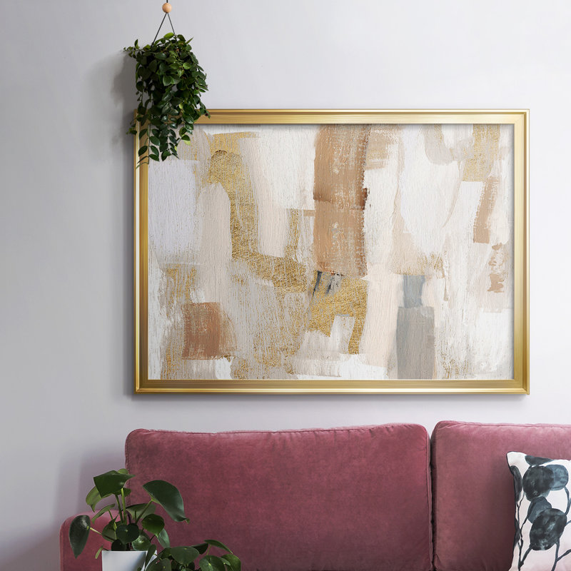 Toile tendue avec cadre doré I Quartz doré, Or, H 14 po x l 20 po x P 1,5 po
