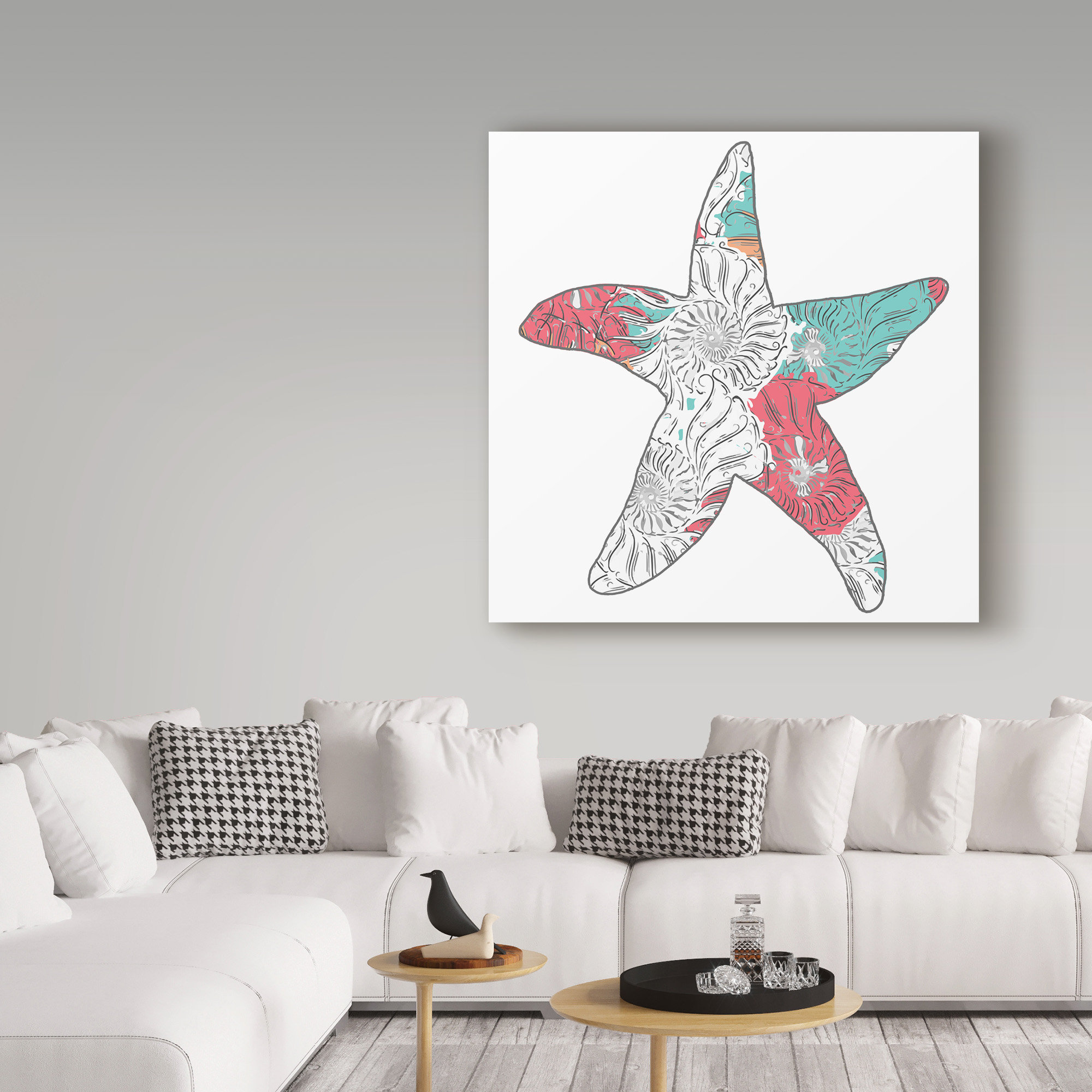 Whitewashed Starfish Pillow