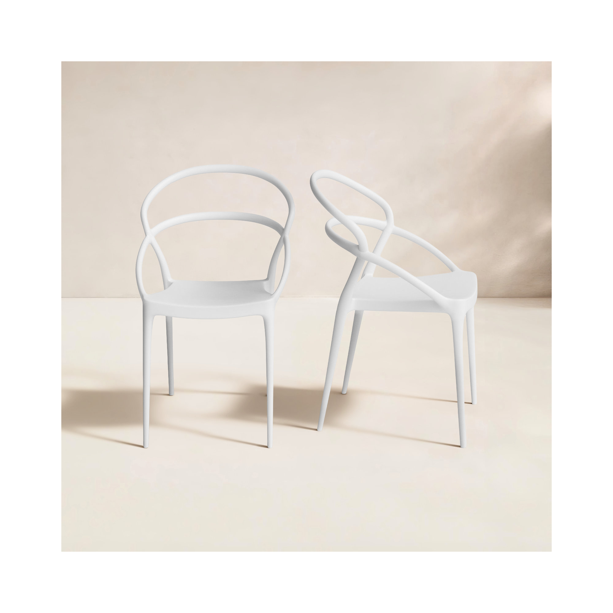 Grover Stacking Patio Dining Armchair, White