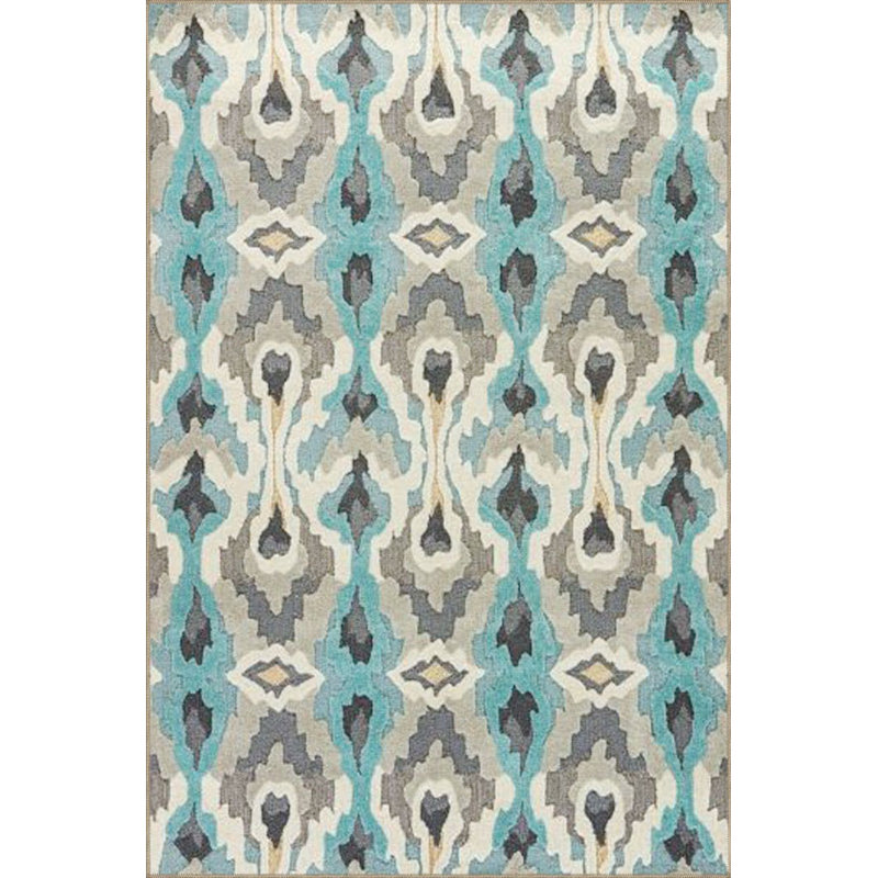 Tapis tissé lavable à motifs bleus, Tapis de couloir 3 pi 3 po x 6 pi 7 po inclus