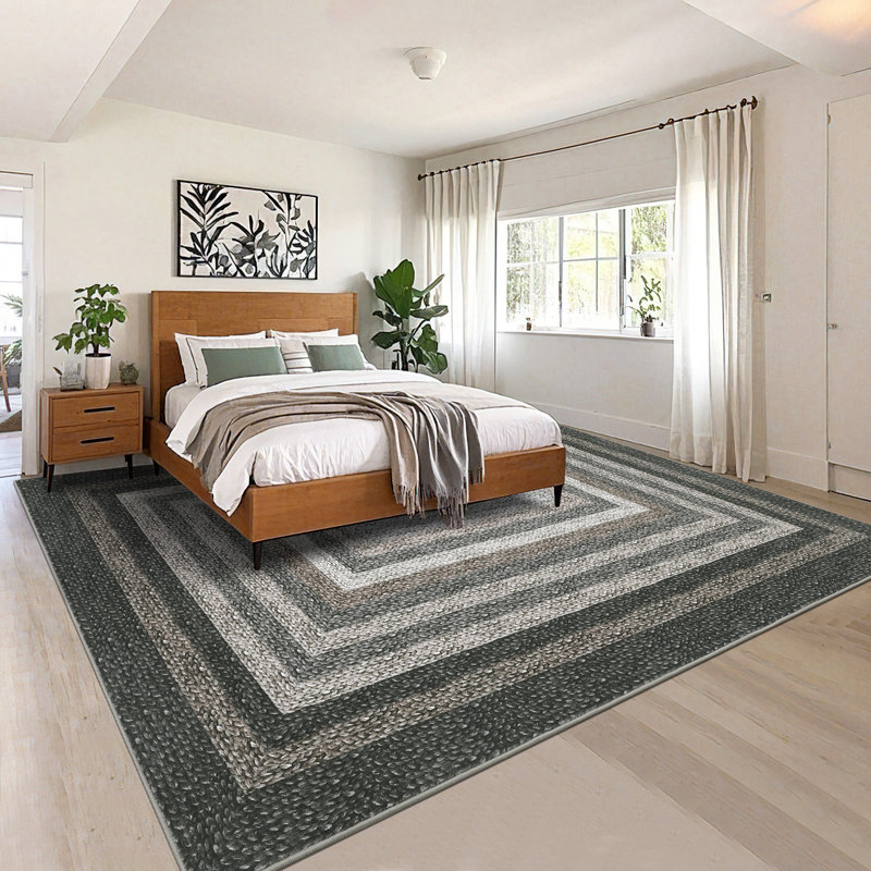 Machine Washable Entryway Rugs Braided Printed Stain Resistant Soft Floor Mat Non-Slip Indoor Farmhouse Throw Carpet for Bathroom