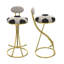 Ensemble de 2 tabourets de bar rembourrés à hauteur de comptoir Football pour tabourets de bar en métal en forme de S (structure dorée et dossier blanc crème)-1067712487