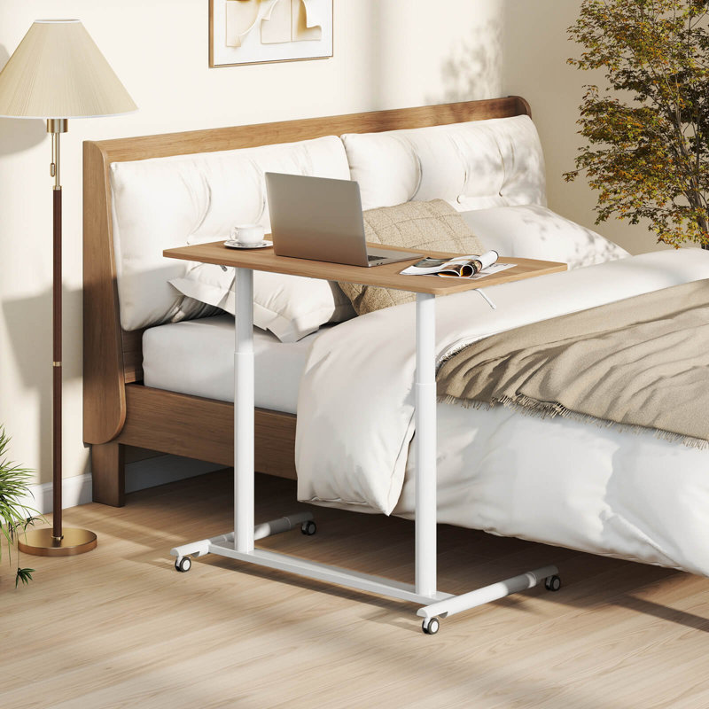 Bureau debout à hauteur ajustable Jamelia, Naturel / Blanc