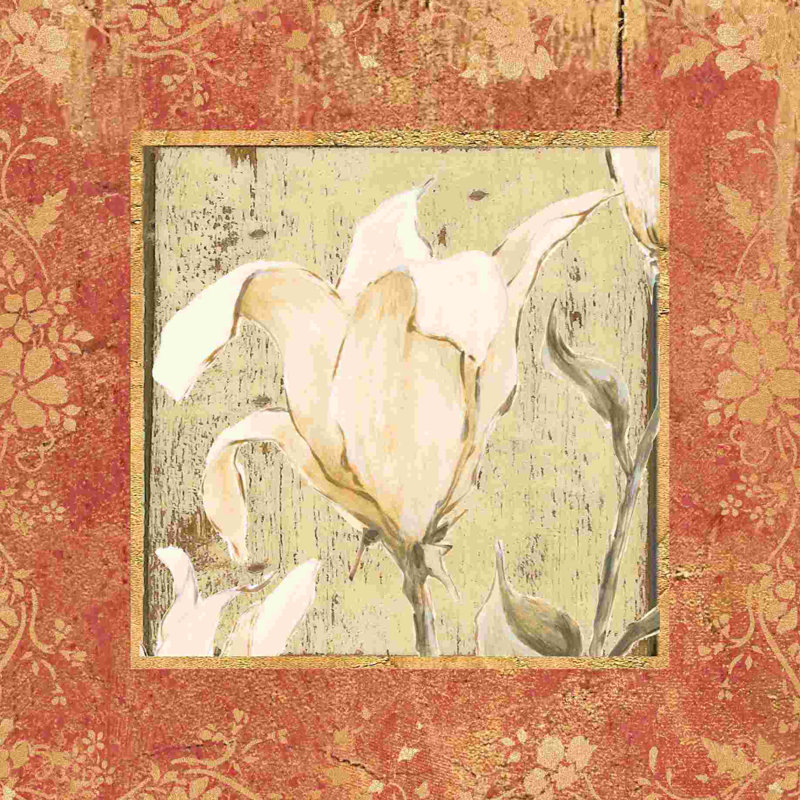 «White Flower on Cream 2», reproduction sur toile tendue, H 12 po x l 12 po