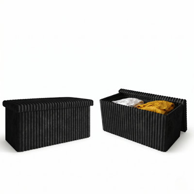 Florence 30" Button Tufted Upholstered Folding Storage Bench Set Of 2