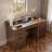 Farmhouse Office Desk With Charging Station, Storage Cabinet, Barn Door Design, File Drawer, Monitor Stand And Keyboard Tray-960953233